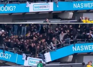 Се сруши трибината со навивачите на Витесе…. (ВИДЕО)