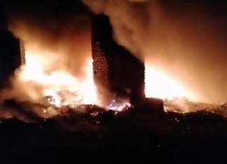 Голем пожар на стадионот во Тетово (ВИДЕО)