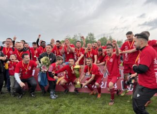 Буњамин Шабани со пехарот: Ова е моја прва титула во ПМФЛ, Струга ТЛ направи чудо, пресреќен сум! (ФОТО)