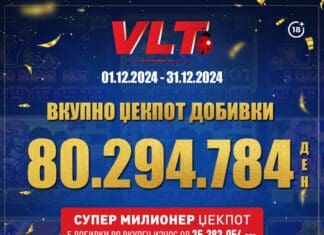 РЕКОРДЕН ДЕКЕМВРИ СО ВЛТ ДОБИВКИ: МИЛИОН И ТРИСТА ИЛЈАДИ ЕВРА ИСПЛАТИ ВИДЕОЛОТАРИЈА КАСИНОС АВСТРИЈА НА ИГРАЧИТЕ