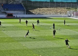 Македонија излезе во Вадуц на загревање со маичките во знак на Кочани (ВИДЕО)