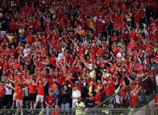 Навивач на Велс паднал од трибините по израмнувачкиот гол против Белгија, веднаш пренесен во болница