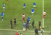 Фудбалер на Ц. Звезда удрен од обезбедувањето на синоќешниот меч со Пафос