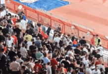 Хаос во Белград: Масовна тепачка меѓу српските навивачи (ВИДЕО)