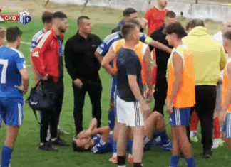 Прекин на дербито во Гевгелија, удрен фудбалер на Скопје!