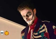 Елиф Елмас со маска за „Ноќта на вештерките“…..