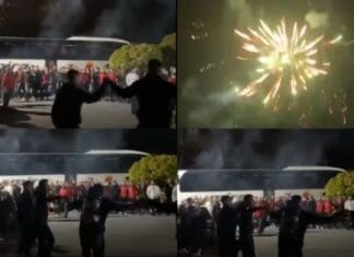 Со ора и огномет беа пречекани фудбалерите на Шкендија (А) по победата во Струмица