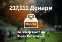 Од дербито Пелистер – Вардар собрани 217.111 денари и донирани за семејството на Зоран Петковски