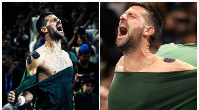 Новак Ѓоковиќ ја искина маицата после рекордот (ВИДЕО)