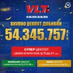 ВИДЕОЛОТАРИЈА КАСИНОС АВСТРИЈА ИСПЛАТИ 54.345.757 ДЕНАРИ ЗА ВЛТ ЏЕКПОТ ДОБИВКИ ВО СЕПТЕМВРИ