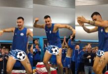 „Несторгол“ приреди луда фешта во соблекувалната на Славен (ВИДЕО)